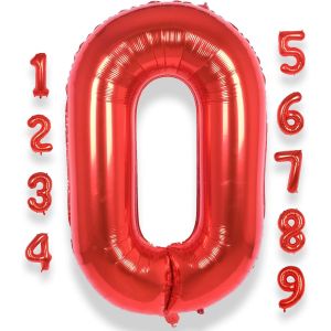 Chiffre Anniversaire Geant 0 Rouge: 40 Pouces 101 cm Ballon Géant Rouge Numero 0 an à Hélium Garçon Fille Ballon de Baudruche Mylar Décoration pour Baby Shower Anniversaire - Neuf