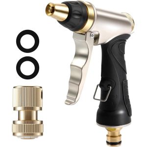 Pistolet D'Arrosage Avec Buse En Laiton, Robuste Et Haute Pression, Réglable De Jet À Pulvérisation, Pour Laver La Voiture Et Les Animaux Domestiques, Le Jardin/Nettoyage De Trottoir - Neuf