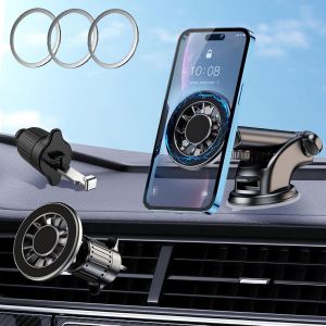 Car Phone Holder, 360° Rotation & Powerful Suction Cup, Car Phone Holder Air Vent & Windscreen & Dashboard, With Iphone 15, 14, 14, 13 Pro Max, Samsung - Neuf