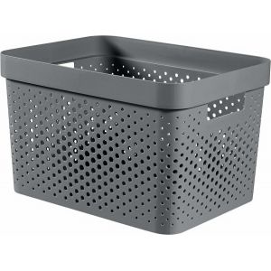 KALANKA-CURVER Panier de rangement Infinity 17L Recyclé - Rangement Multiusage, Empilable et Emboîtable - 35,5 x 26,2 x 21,9 cm - Gris Anthracite - Neuf