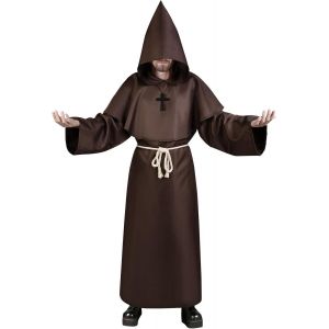 Trahoo-Deguisement Moine, Médiéval Renaissance Moine Costume Robe, Moine Capot Encapuchonné Costume, Costume Robe De Prêtre Halloween Avec Collier Croix, Cape À Capuchon Longue Pour Carnaval Cosplay - Neuf