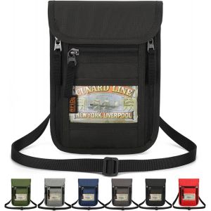nzqaf-Pochette Tour de Cou Voyage Bloqueur RFID,Pochette Passeport,Pochette Telephone Portable,Pochette Voyage Documents,étanche Sac de Voyage Portable, Peut Stocker Carte Documents - Neuf