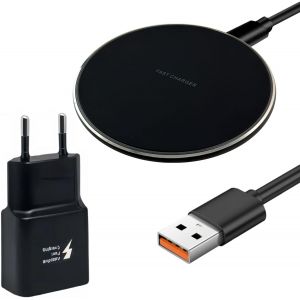 TRAHOO-Chargeur sans Fil Rapide 15W Qi Ultra Fin avec QC3.0, Compatible iPhone 16/15/14/13/12/11 Pro Max/XR/XS/X/8, Compatible avec AirPods 2/3/Pro, pour Samsung Galaxy S25/S24/S23/S22/S21, Huawei, X - Neuf