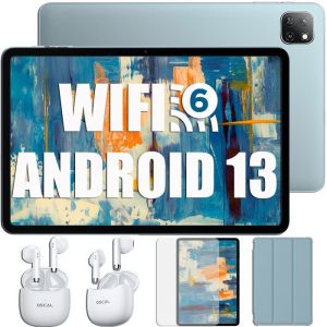 Oscal Pad 50 WiFi Tablette Tactile 10.1 pouces HD+ IPS Android 13 RAM 6 Go ROM 64 Go-SD 1 To 5100mAh Bleu Avec Hibuds5 Blanc - Neuf