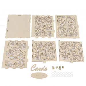 HJLIAN Boite en bois creuse a monter soi-meme, boite a cartes-cadeaux, boite a billets, decoration de reception de mariage, boite facile a assembler, JM01192, grande taille - Neuf