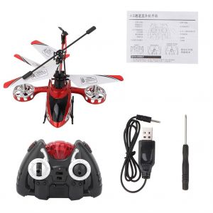 Helicoptere telecommande anti-impact 4,5 canaux pour enfants, modele d'avion RC a chargement USB (rouge) - Neuf
