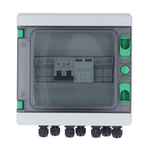 XYONG Coffret de combinaison solaire photovoltaique, disjoncteur de protection contre la foudre a 2 chaines, 2 entrees et 1 sortie, DC 550 V, IP65, etanche, avec onduleur MPPT - Neuf