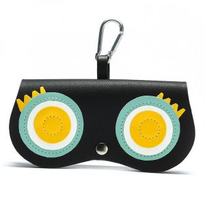 (Yeux Noirs) &Eacute;tui &Agrave; Lunettes De Soleil De Dessin Anim&eacute;, &Eacute;tui &Agrave; Lunettes Portable &Agrave; Clipser Avec Clip En Cuir Pu Cousu, Sac Portable Pour Lunettes - Neuf