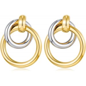 Kalhx-Noeud Boucle D'oreille Or Argent Noeud Boucle D'oreille Épaisse Boucle D'oreille Créole Or Boucle D'oreille Déclaration - Neuf