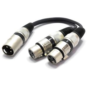 XLR Femalle vers Double XLR M&acirc;le Adaptateur Microphone Audio Y-Splitter Prise 3 Broches Femelle vers 2 M&acirc;les Connecteur Y-Cable - Neuf