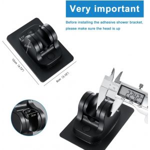 Support de pommeau de douche mural amovible avec angle réglable (45°), sans perçage, clip de pommeau de douche pour salle de bain d'hôtel, 2 pièces, noir - Neuf