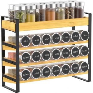 Jexnovashop-4 Niveaux Rangement Epices Cuisine&iquest;Bambou,Pour 35 Bouteilles D'&eacute;pices (Verre Non Inclus) Pour Cuisines, Placards, Garde-Manger, Plans De Travail, Organisateur D'&eacute;pices.&iquest;36x28.5x12cm&iquest; - Neuf
