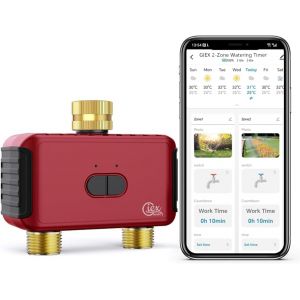 Ulteronixshop-GIEX Programmateur d&iquest;arrosage Wi-FI 2 Zones, r&eacute;gulateur Intelligent pour tuyaux de Jardin, Compatible avec Les applis Tuya et Smart Life - Neuf