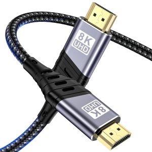 C&acirc;ble HDMI 2m, 8K@60Hz C&acirc;ble HDMI 2.1, 48gbps Haute Vitesse 4K@120Hz pour PS5 Console 7680P DTS:X eARC Dolby Vision, HDCP 2.2/2.3, HDR Dynamique,Compatible avec PS5/4/3 X-BOX HDTV - Neuf