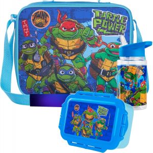KALANKA-Teenage Mutant Ninja Turtles Sac Isotherme Repas Boîte à Goûter Gourde Enfant 400ml Set de Déjeuner 3 Pièces Enfant Voyage Pique Nique (Bleu TMNT) - Neuf