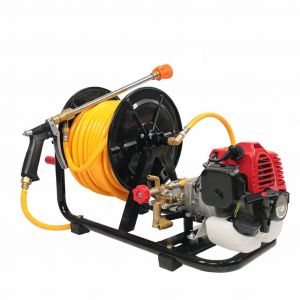 Varan Motors - VR-38F Pulv&eacute;risateur &agrave; essence 31cc 4 temps portable et professionnel, enrouleur de tuyau 50m, port&eacute;e de 17m - Neuf