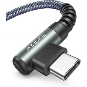 THEF-Câble USB C 3,1 A à charge rapide, câble de charge USB C à angle droit, câble USB de type C en nylon tressé résistant compatible avec Galaxy S10 S9 S21, LG V30, V20, G6, câble de charge rapide - Neuf