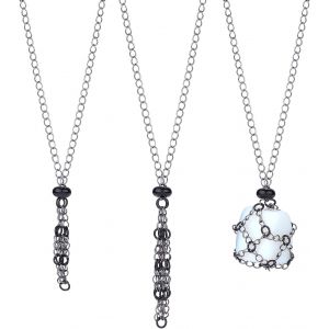 Kal-2 Pièce Cage Support En Cristal, Collier Porte-Cristal Fait À La Main, Porte-Collier En Pierre, Pierres Précieuses Quartz Pour Femmes Et Hommes (Longueur D'environ 17.2 Pouce/43.8cm) - Neuf