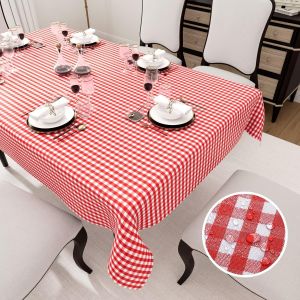 SJZG-Nappe Rectangulaire, 120 X 140 Cm,Damier Rouge,Imperméable,Nappe Pour L'Intérieur Et L'Extérieur, Pour La Salle À Manger, Le Jardin Et Le Camping - Neuf