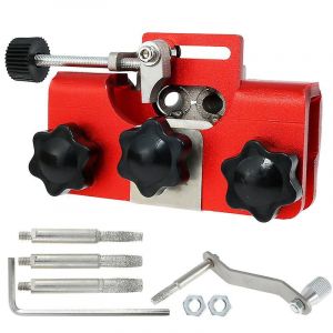 Affûteur De Chaîne De Manivelle Portable, Affûteur De Tronçonneuse Avec 3 Têtes De Meulage Pour La Plupart Des Tronçonneuses, Rouge, 6 X 10 X 15 Cm - Neuf