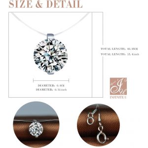 Collier Invisible Femme Collier De La Clavicule &Eacute;l&eacute;gant Solitaire Zircon Le Fil Nylon Transparent - Neuf