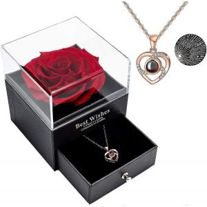 Ctmw Pr&eacute;serv&eacute; Real Rose With Love You Collier En 100 Langues Coffret Cadeau, Enchanted Real Rose - Neuf