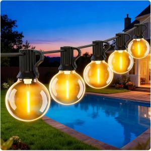 Kalanka-Guirlande Lumineuse Exterieure Guinguette-9m - Ext&eacute;rieure Lumi&egrave;res Ampoules Led G40 Incassable &Eacute;tanche Guirlande Guinguette Connectable Pour Terrasse Jardin Int&eacute;rieur Lumiere Balcon Blanc Cha - Neuf