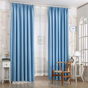 Hjlian Rideau Occultant En Polyester Pour Porte Et Fenetre, Decoration De Chambre A Coucher, Salon (Bleu) - Neuf