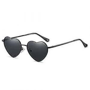 Coeur Lunettes De Soleil Femmes Cadre En Métal Polarisé Tendance Mignon En Forme De Coeur Lunettes De Soleil Protectionmonture Noire/Lentille Noire - Neuf