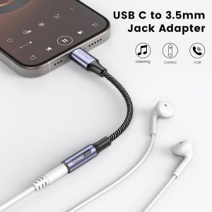 Adaptateur De Prise De Casque À 3,5Mm, Adaptateur Écouteur Usb C Jack 3.5Mm En Nylon, Adaptateur Jack Usb Type C Avec Dac Pour Samsung Galaxy S24 22 S20 Ultra S20, Pixel 4 3 2 Xl, Ipad Pro[Z998] - Neuf