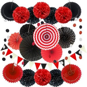 Tianyi-Zerodeco Décoration De Fête Fournitures, 21 Pièces Papier Pompoms Fleurs, Eventail Boule, Banderole En Triangle, Ventilateur De Papier Et Guirlandes - Neuf
