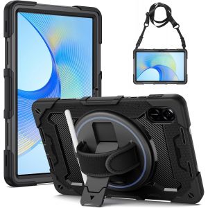 Coque Antichoc pour Honor Pad X8 Pro/Honor Pad X9 11,5"" 2023, &Eacute;tui Armure Robuste avec Support Rotatif, Dragonne et Bandouli&egrave;re R&eacute;glable, Protection Housse pour Honor Pad X8 Pro/Pad X9, Noir - Neuf
