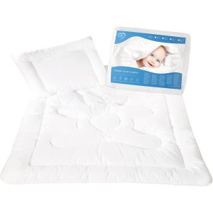 Ulteronixshop-Parure De Lit Matelass&eacute;e Et Oreiller Plat Pour Lit B&eacute;b&eacute; Motif Ours Blanc 120 X 90 Cm (12 Mois+) - Neuf