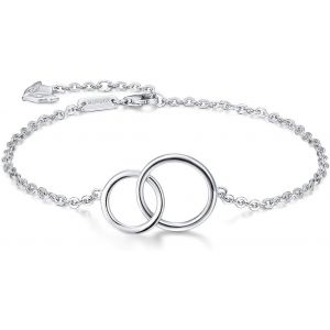 Bracelet Femme Double Cercle Infini - 925 Argent Sterling - Noël De Cadeau Pour S?Ur Ami Mère - Neuf