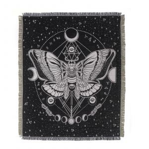 Couverture Tricotée À Carreaux Papillons Noirs Et Blancs, 1 Pièce, 160 X 130 Cm - Neuf