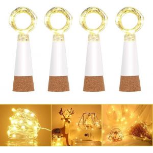KAL-Lumières De Bouteille De Vin, Rechargeables Par Usb, Lumières De Liège À 15 Led De 59 Pouces Pour La Décoration De Fête De Mariage De Noël Bricolage (Orange Chaud, Lot De 4) - Neuf