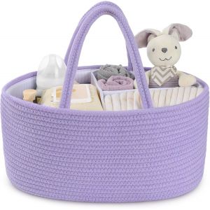 Kalanka-Organiseur De Table À Langer, Panier De Rangement Pour Table À Langer, Avec Compartiments Et Poignées, Cadeaux Pour Nouveau-Nés, Violet - Neuf