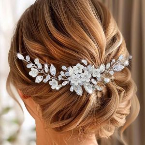 Kal-Fleur Mariée Mariage Peigne À Cheveux Argent Cristal Cheveux Accessoires Strass Mariée Casque Pour Femmes Et Demoiselle D'honneur - Neuf