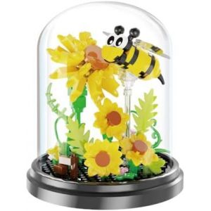 lbgwp60-Jeu De Blocs De Construction Abeille, Jouets De Construction À Clipser Fleur Éternelle, Avec Socle Et Housse De Protection, Cadeaux Pour Les Enfants De Plus De 6 Ans (253 Pièces) - Neuf