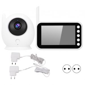 Babyphone Wi-Fi 4,5 Pouces, 8 Led Ir, Camera De Securite, Audio Bidirectionnel, Rappel De Synchronisation, Surveillance De La Temperature, Pour Chambre D'enfant, 100-240 V - Neuf