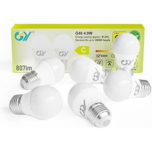 Ampoule Led E27 4,9w &Eacute;quivalent 60w, 807 Lumens 3000k Blanc Chaud, Ampoule E27 Led Efficacit&eacute; Energ&eacute;tique, Non-Dimmable, Lot De 6 - Neuf