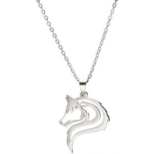 KAL-Collier En Argent Avec Pendentif En Forme De Loup Pour Homme, Cadeau De No&euml;l, D'Anniversaire Pour Petit Ami, Fils, Acier Inoxydable - Neuf