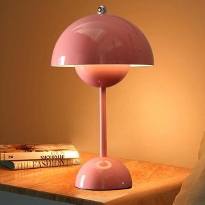 Lampe Champignon, Lampe De Table Sans Fil, Lampes De Chevet À Led, Lampe Ambiance Rechargeable Avec 3 Modes De Luminosité, Pour La Décoration Intérieure, L'étude, Vie, Chambre (Rose) - Neuf