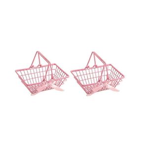 Panier de courses rose en forme de coeur pour fille,panier de rangement pour cosm&eacute;tiques,cadre de rangement,accessoires de fond photo (moyen) - Neuf