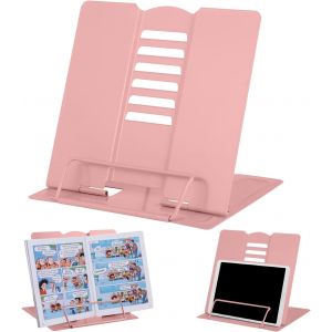 &Eacute;tag&egrave;re &agrave; livres ajustable Morandi Pink pour lecture de recettes, partitions musicales et tablettes &iquest; Design ergonomique en acier inoxydable pliable et portable - Neuf
