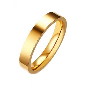 Bague En Acier Inoxydable Argente Pour Femme, Alliance Simple Et Polie De 4 Mm Avec Gravure, Or 54 (17,2) - Neuf