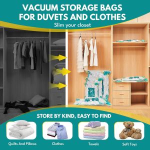 SJZG-Sac Sous Vide Vetement Aspirateur 24 Pi&egrave;ces, Sac Rangement Sous Vide Avec Pompe Manuelle, 8S 60X40Cm/8M 70X50Cm/4L 80X60Cm/4Xl 100X80Cm Housses De Rangement Sous Vide Pour V&ecirc;tements, Couettes - Neuf