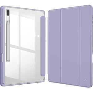 Coque pour Samsung Galaxy Tab S8 Plus/S7 FE/S7 Plus 12.4 Pouces (2022/2021/2020) - Housse Transparente Claire Etui Antichoc Pochette Veille/R&iquest;&iquest;veil Automatique, Lilas - Neuf