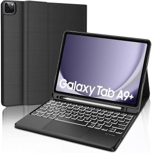 &Eacute;tui De Clavier Pour Samsung Tab A9 Plus 11 Pouces, 7 Couleurs, Clavier Amovible Sans Fil Avec Pav&eacute; Tactile, Clavier Qwertz Pour A9 Plus 11 Pouces, Noir - Neuf