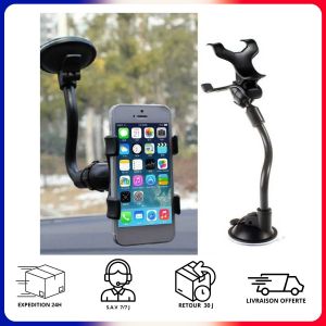 Support De T&eacute;l&eacute;phone &Agrave; Ventouse Pare-Brise Ultra-Adh&eacute;rent Flexible Rotation 360&deg; - Neuf